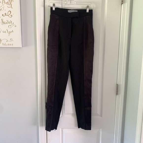 PNK casual black high waisted tuxedo trousers pants two tones black size S wool - Picture 1 of 14